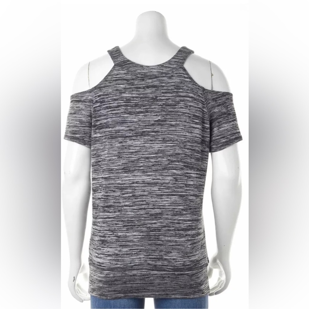 BAILEY 44 Grey Marbled Cold Open Shoulder Top S